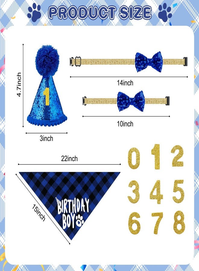 Ethanberg Dog Birthday Party Supplies, Boy Dog Birthday Decorations, Blue Dogs Bandana Hat Bow Tie with 0-8 Numbers for Small Dogs Puppy Pets - Image 2